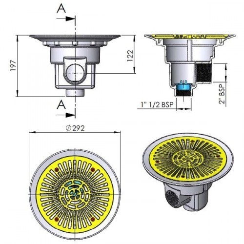 Sumidero circular Ø 270mm con rejilla ABS Astral Pool
