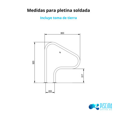 Barandilla piscina FX-04 AISI 316L Flexinox - medidas pletina soldada