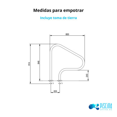 Barandilla piscina FX-04 AISI 316L Flexinox - medidas empotrar