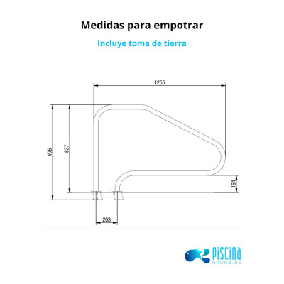 Barandilla piscina FX-01 AISI 316L Flexinox - medidas empotrar