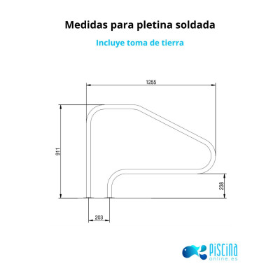 Barandilla piscina FX-01 AISI 316L Flexinox - medidas pletina soldada