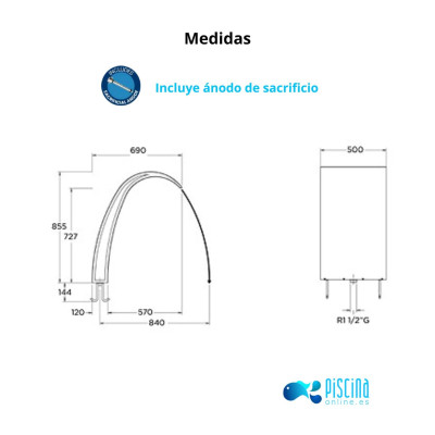 Cascada Iguazú AISI 316L Flexinox - medidas