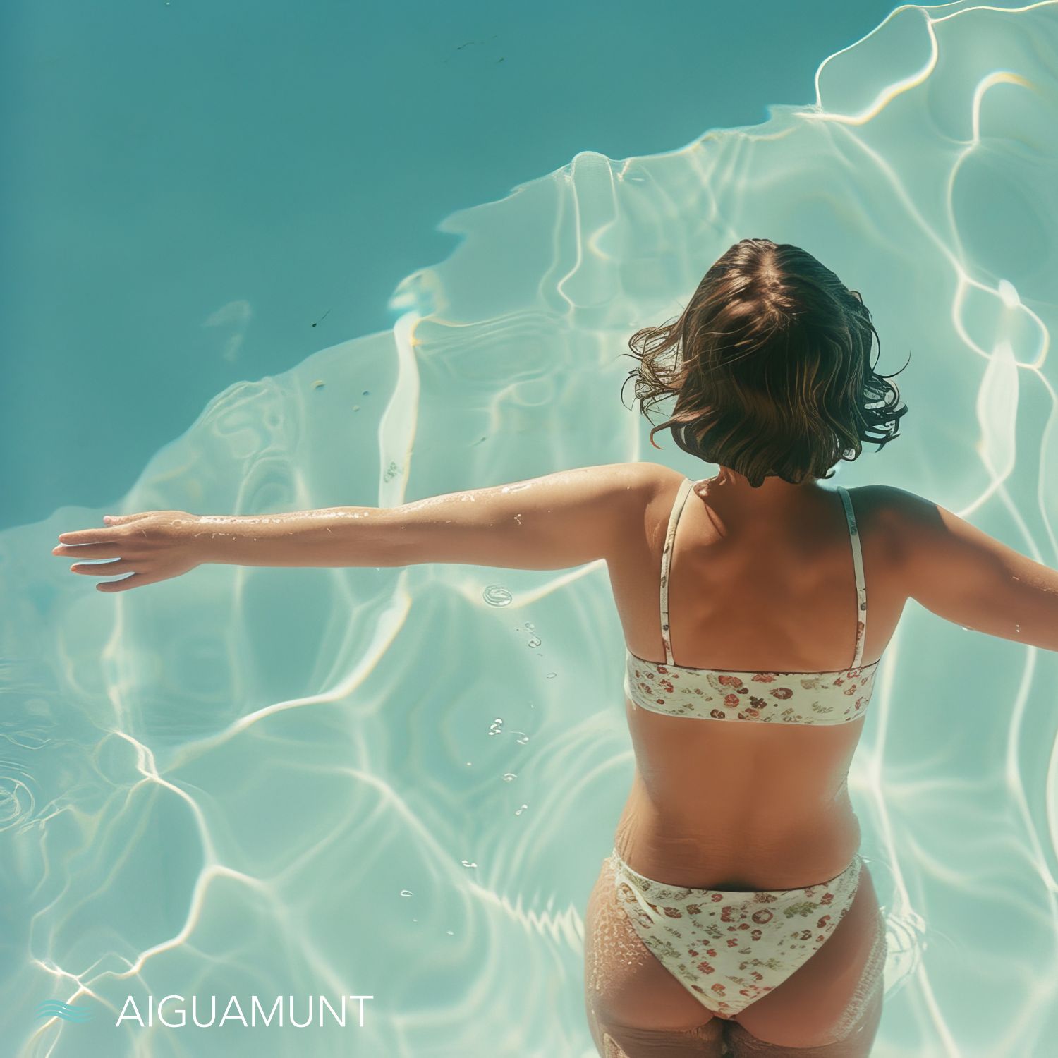 chica bañandose en piscina